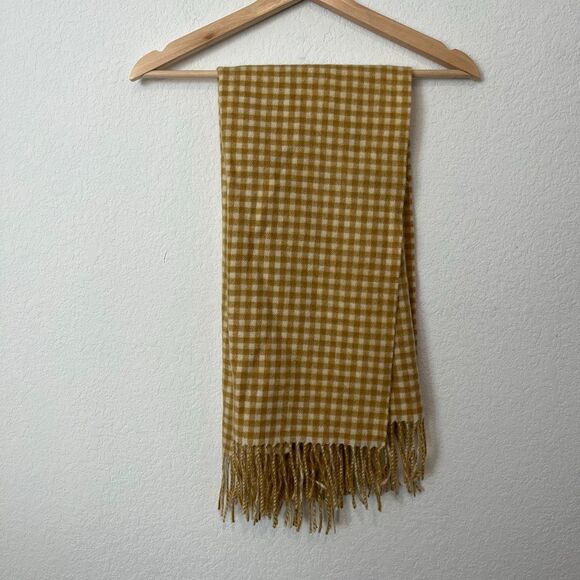 Little Tartan Blanket Co Lambswool Baby Blanket Yellow Gingham - Picture 1 of 4